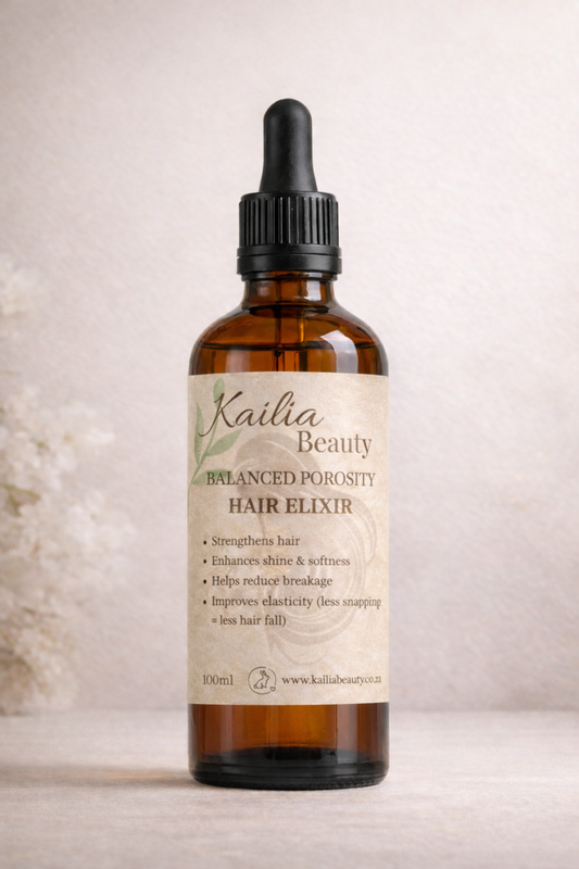Kailia Beauty Hair Elixir bottle on a neutral background